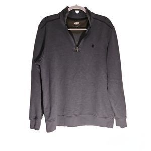 Izod Saltwater Relaxed Classics Half Zip Pull Over Medium Heather Blue Sweater